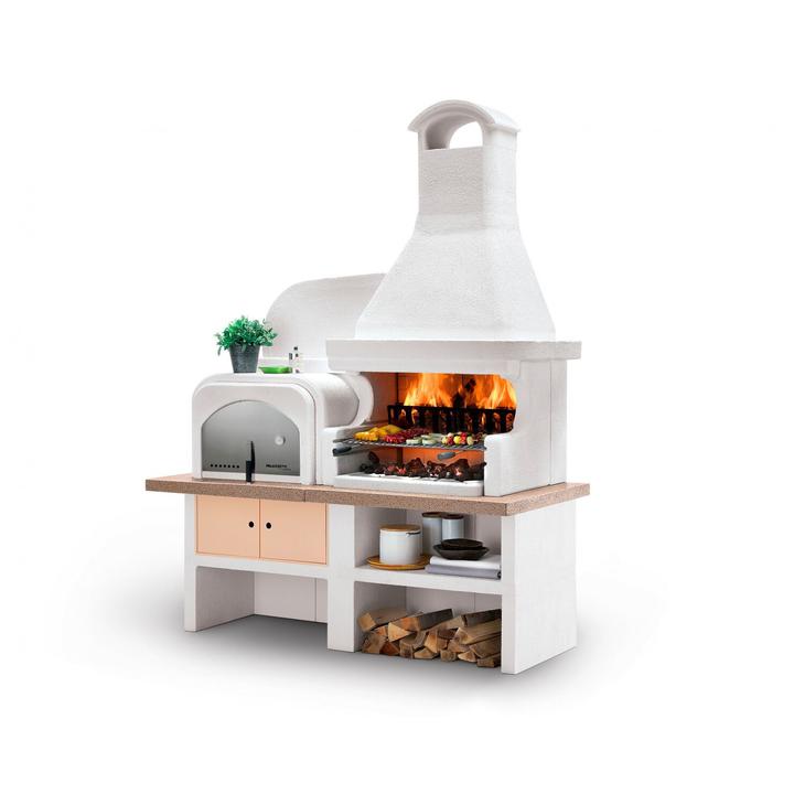 [GPGKC803009140] Betonski vrtni kamin Palazzetti Malibu 2 s krušno pečjo na levi