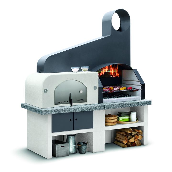 [GPGKC803101251] Betonski vrtni kamin Palazzetti Maxime 2 s krušno pečjo in inox napo